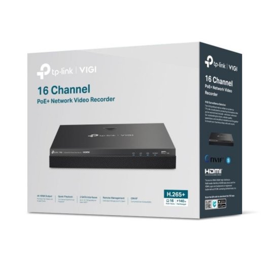 Gravador NVR para Câmara IP TP-Link VIGI NVR2016H-16MP 16 canais 4K 10TB HDD PoE