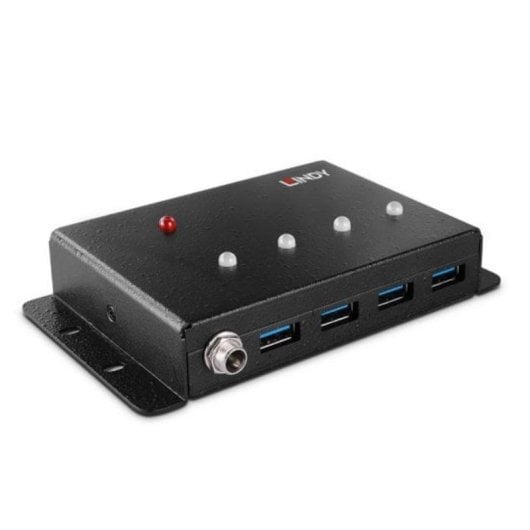 Hub Lindy 4 Ports 5000 Mbit/s USB 3.2 Gen 1 43374 Metall Schwarz