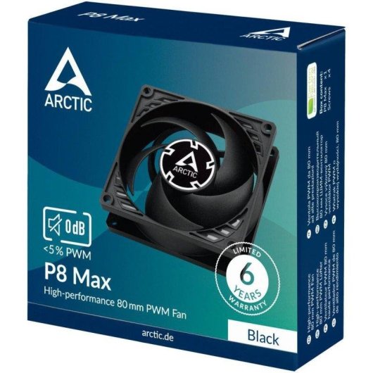 Ventilador suplementario Arctic P8 Max 80mm 5000RPM con PWM y doble rodamiento