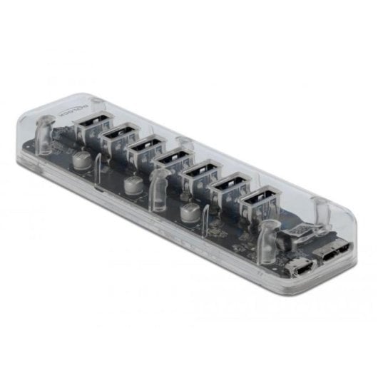 Hub Delock 7 Ports 5 Gbps USB 3.2 Gen 1 transparent mit Zusatzstrom