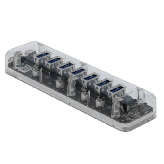 Hub Delock 7 Ports 5 Gbps USB 3.2 Gen 1 transparent mit Zusatzstrom