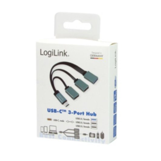 Hub LogiLink 3 ports 5 Gbps USB 3.2 Gen 1 modèle UA0315 Noir Gris
