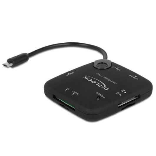 Leitor de cartões Delock 65529 USB 2.0 com hub 3 portas