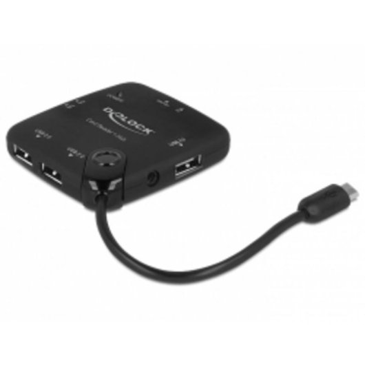 Leitor de cartões Delock 65529 USB 2.0 com hub 3 portas