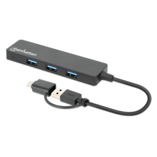 Hub Manhattan 4 Ports 5 Gbps USB 3.2 Gen 1 USB-C USB-A tragbar