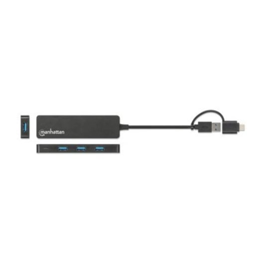 Hub Manhattan 4 Ports 5 Gbps USB 3.2 Gen 1 USB-C USB-A tragbar