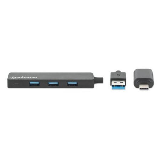 Hub Manhattan 4 Ports 5 Gbps USB 3.2 Gen 1 USB-C USB-A tragbar