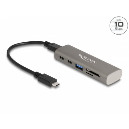 Hub Delock 6 Ports 10 Gbps USB 3.2 Gen 1 Metall mit SD MicroSD Leser