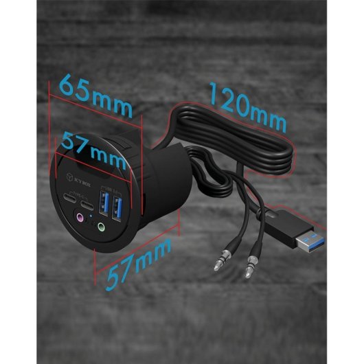 Hub ICY BOX 4 portas alimentação 5,2 V 4 A modelo IB-HUB1403B antracite