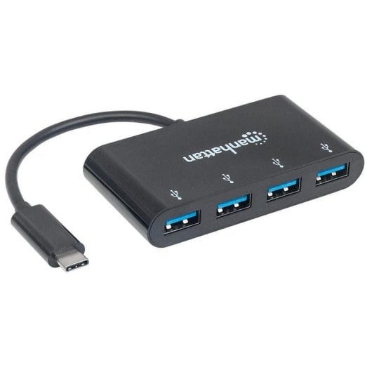 Hub Manhattan 4 Ports 5 Gbps USB 3.0 Type-C HB30C4AB kompakt tragbar
