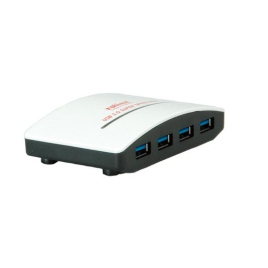 Hub Roline 4 Ports USB 3.2 Gen 1 Black & White mit Netzteil