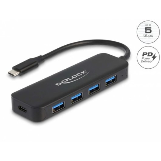Hub Delock 5 Ports 5000 Mbit/s USB 3.2 Gen 1 Power Delivery 85 W