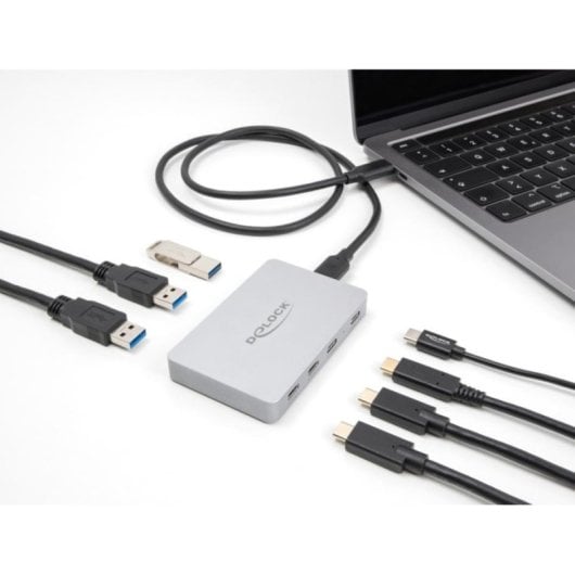 Hub Delock 7 Ports 10 Gbps USB-C Aluminium Grau PD 82 W