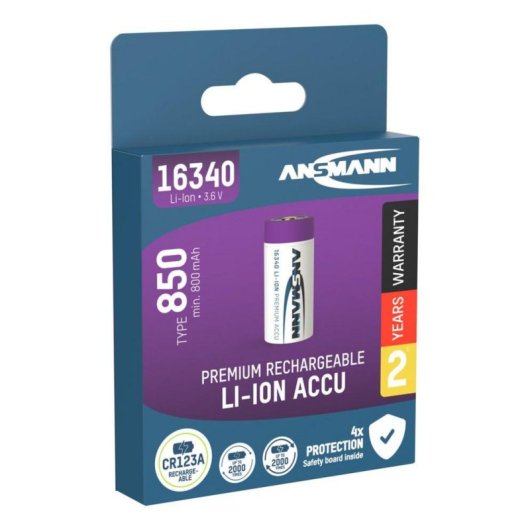 Bateria Ansmann 1300-0017 Iões de Lítio 3,6 V 850 mAh 16340