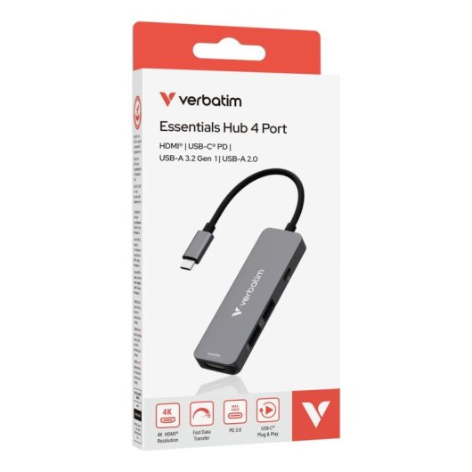 Hub Verbatim 4 portas 5 Gbps USB 3.2 Gen 1 modelo 32155 HDMI 4K