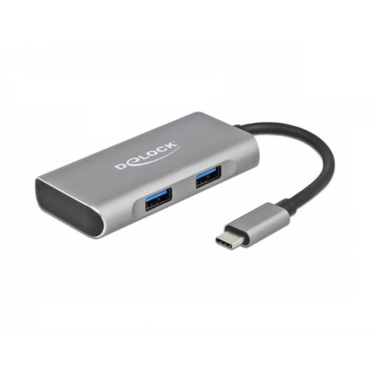 Hub Delock 4 Ports 10 Gbps USB-C 2 USB-A 2 USB-C robust grau