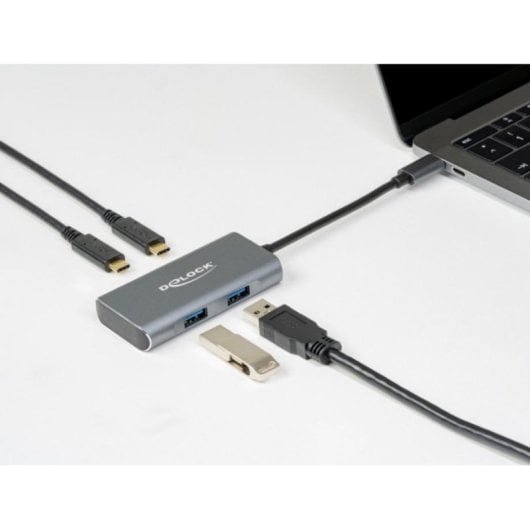 Hub Delock 4 Ports 10 Gbps USB-C 2 USB-A 2 USB-C robust grau