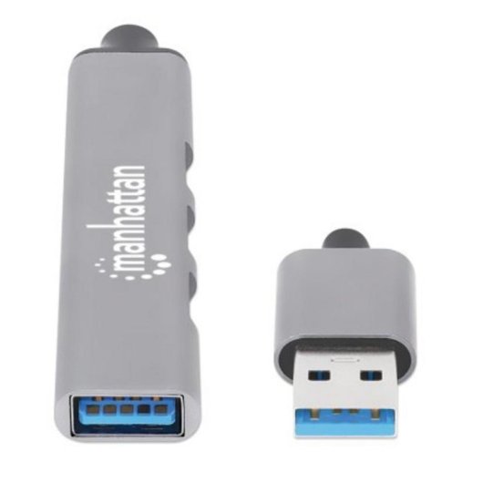 Hub Manhattan 4 Ports 5 Gbps USB 3.2 Gen 1 Aluminium Kompakt Tragbar