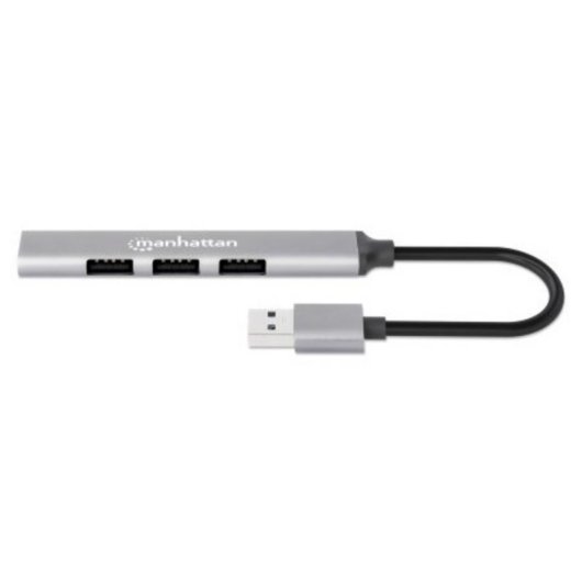 Hub Manhattan 4 Ports 5 Gbps USB 3.2 Gen 1 Aluminium Kompakt Tragbar