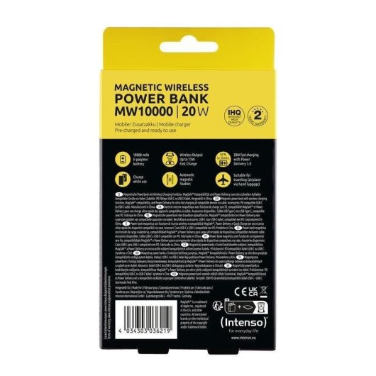 Batteria Esterna Intenso MW10000 Magnetica 10000 mAh MagSafe 15W USB-C PD 20W