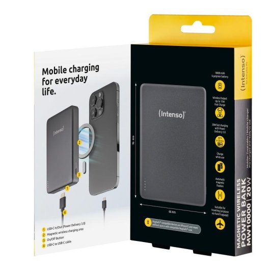 Batería Externa Intenso MW10000 Magnética 10000 mAh MagSafe 15W USB-C PD 20W