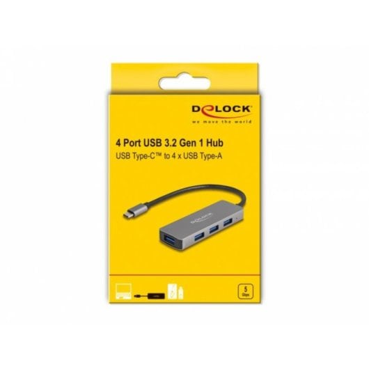 Hub Delock 4 Ports 5 Gbps USB Type-C kompakt Metall