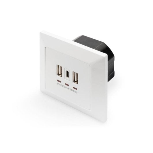 Steckdosenleiste Digitus 3 Steckplätze 2 USB-A 1 USB-C mit Schutz und LED