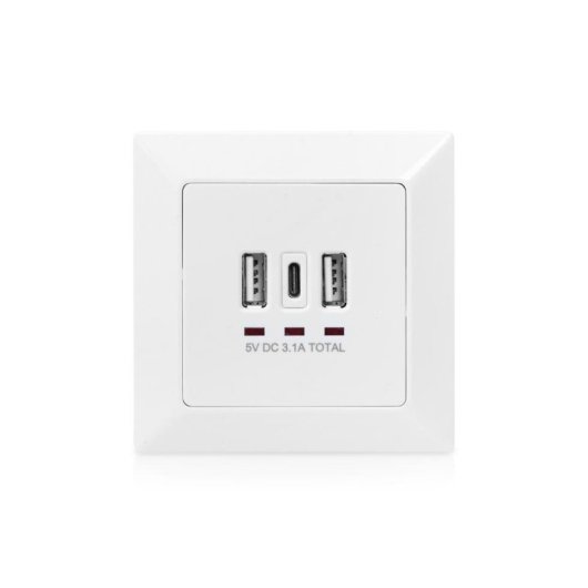 Steckdosenleiste Digitus 3 Steckplätze 2 USB-A 1 USB-C mit Schutz und LED