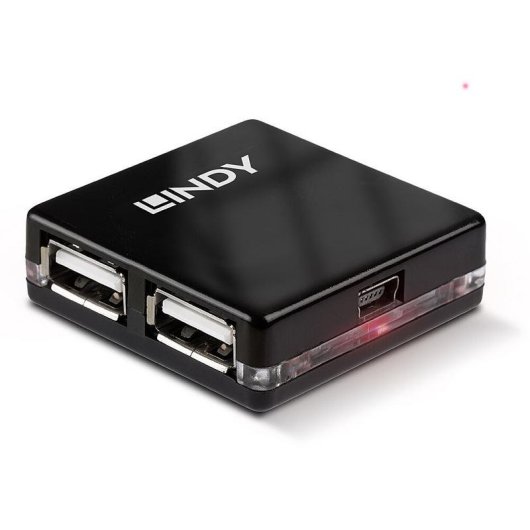 Hub Lindy 4 portas 480 Mbit/s USB 2.0 modelo 42742 compacto preto