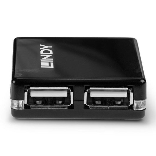 Hub Lindy 4 portas 480 Mbit/s USB 2.0 modelo 42742 compacto preto