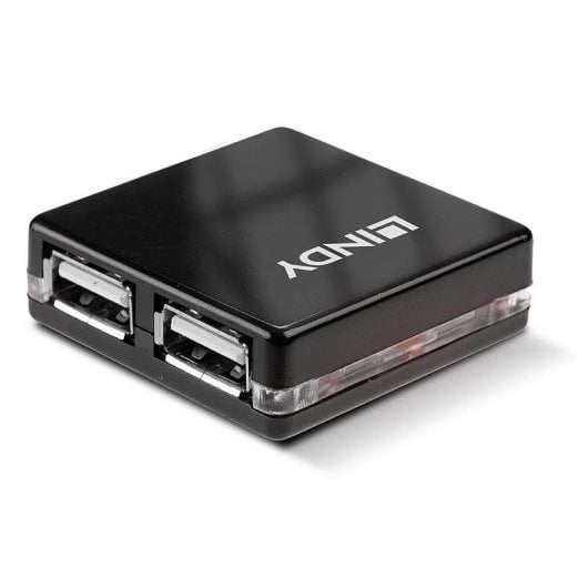 Hub Lindy 4 portas 480 Mbit/s USB 2.0 modelo 42742 compacto preto