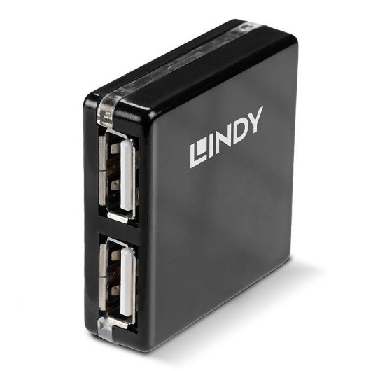 Hub Lindy 4 portas 480 Mbit/s USB 2.0 modelo 42742 compacto preto