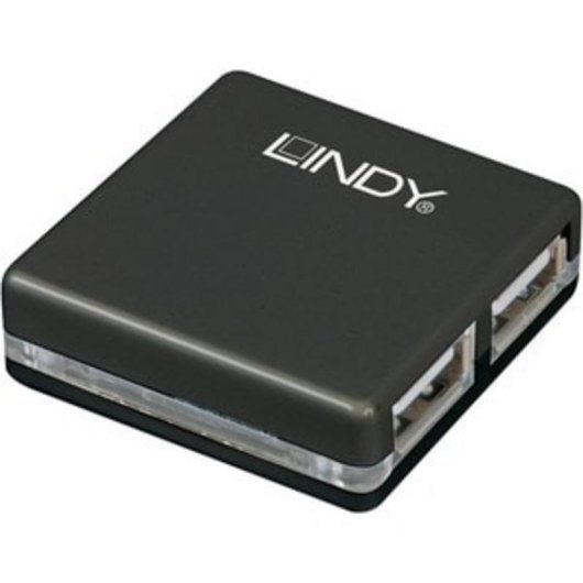 Hub Lindy 4 portas 480 Mbit/s USB 2.0 modelo 42742 compacto preto