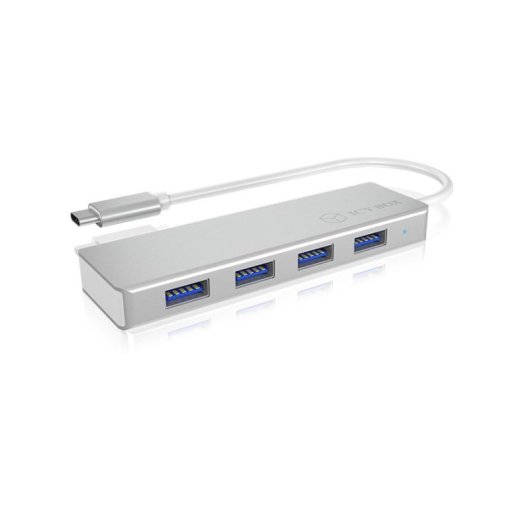 Hub ICY BOX 4 portas 5000 Mbit/s IB-HUB1425-C3 alumínio prateado