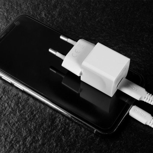 Ladegerät Lindy 73410 USB-C 20W GaN Weiß Kompakt Schutzfunktion