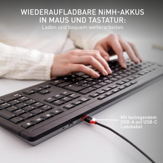Clavier Cherry Stream Desktop Recharge sans fil QWERTZ avec souris rechargeable AES