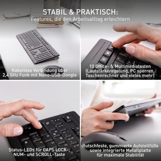 Clavier Cherry Stream Desktop Recharge sans fil QWERTZ avec souris rechargeable AES