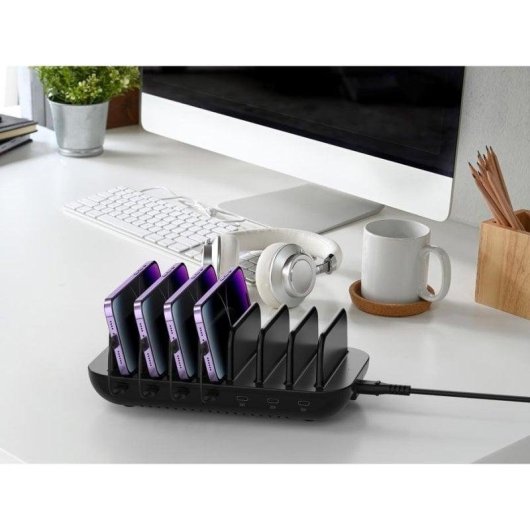 Carregador USB-C 7 portas 160W Conceptronic OZUL07B Carga Rápida