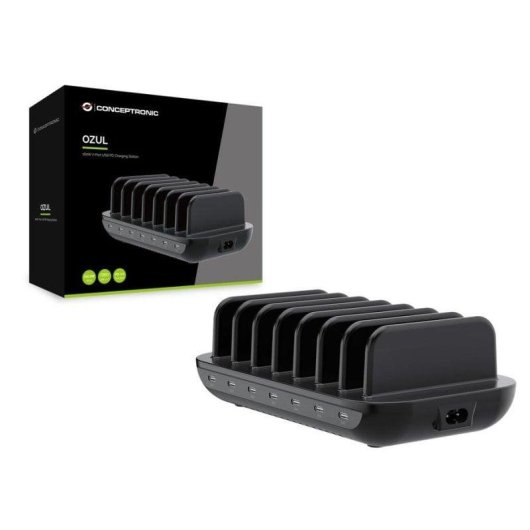 Carregador USB-C 7 portas 160W Conceptronic OZUL07B Carga Rápida