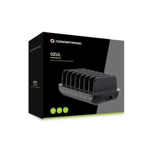 Carregador USB-C 7 portas 160W Conceptronic OZUL07B Carga Rápida