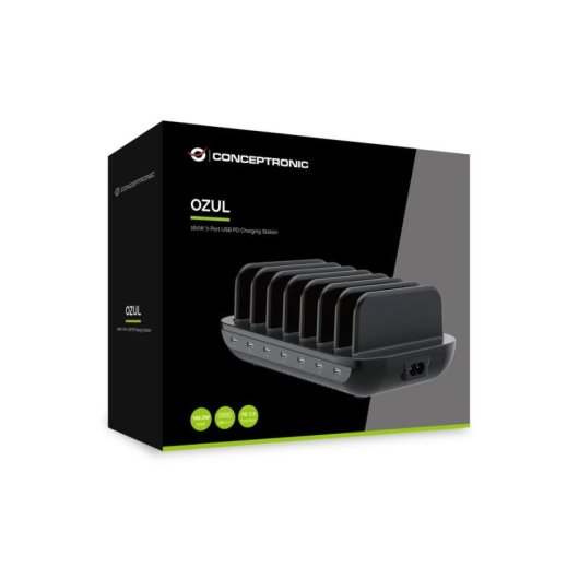 Cargador Conceptronic OZUL07B 7 Puertos USB-C Carga Rápida 160W