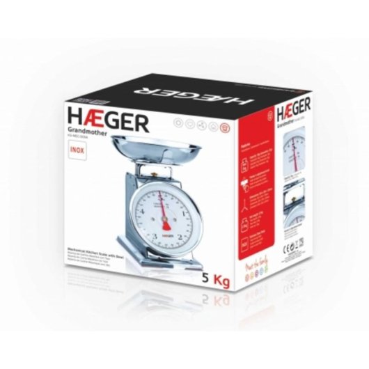 Balança de cozinha Haeger Grandmother 5 kg 20 g inox com taça