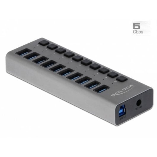 Hub Delock 10 Ports 5 Gbps USB 3.2 Gen 1 Aluminium Schalter