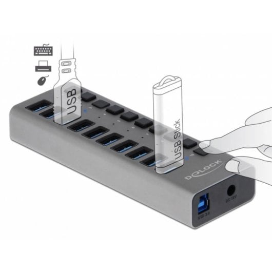 Hub Delock 10 Ports 5 Gbps USB 3.2 Gen 1 Aluminium Schalter