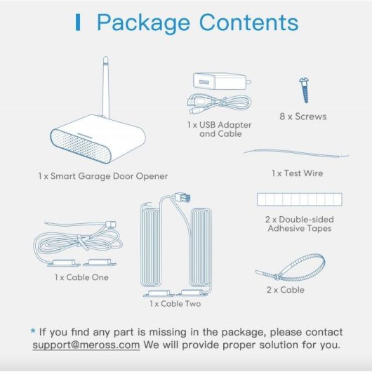 Relé Wi-Fi Meross MSG200HK Controle de portas de garagem, Antena externa, Multi-portas