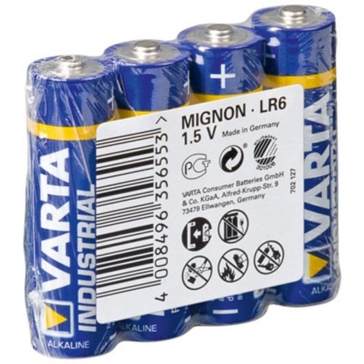 Pilha Varta LR6 4-SP Industrial AA Alcalina 1.5V 4un Azul