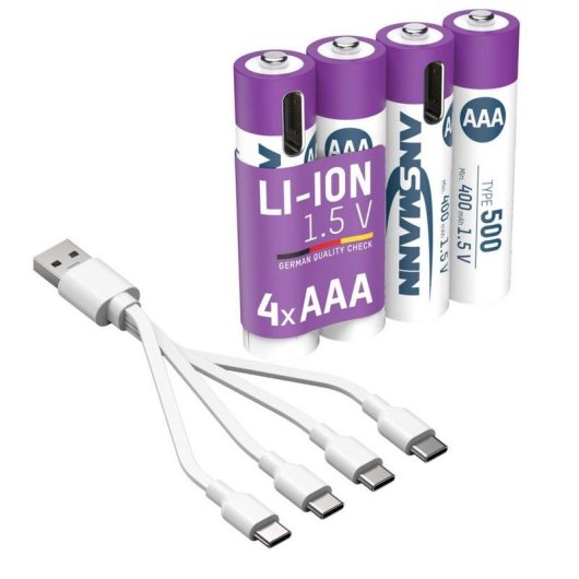 Pilha Ansmann 1311-0028 AAA Iões de lítio 1,5 V 500 mAh 4 un