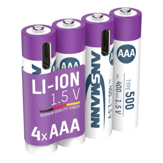 Pilha Ansmann 1311-0028 AAA Iões de lítio 1,5 V 500 mAh 4 un