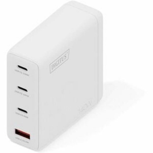 Carregador Digitus GaN 140W 3x USB-C 1x USB-A Suporte Pratico