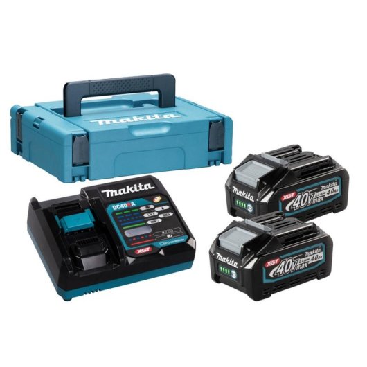 Set de cargador y baterías Makita XGT 4 Ah 40 V, 2 baterías y funda